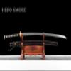 HERO SWORD Damascus Steel Katana Black Samurai Sword Brass Tsuba Fittings Cool Sword Full Tang Sharp Blade Japanese Weapon for Men,Black view 3