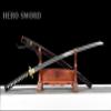 HERO SWORD Damascus Steel Katana Black Samurai Sword Brass Tsuba Fittings Cool Sword Full Tang Sharp Blade Japanese Weapon for Men,Black view 4