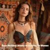 Boho Necklaces for Women Western Outfit Cowgirl Necklace Trendy Brown Suede Wrap Leather Necklace Country Concert Outfits for Women Western Cowgirl Outfits for Women Trendy Country Concert Brown Wrap Jewelry Gifts view 3