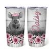 Hyturtle Personalized Gifts For Pig Lover - Pigs With Flower Custom Name Stainless Steel Tumbler 20oz With Lid - Idea Farm Animal Lover Gifts For Women Girl Kids On Birthday, Christmas view 1