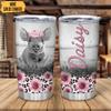 Hyturtle Personalized Gifts For Pig Lover - Pigs With Flower Custom Name Stainless Steel Tumbler 20oz With Lid - Idea Farm Animal Lover Gifts For Women Girl Kids On Birthday, Christmas view 2