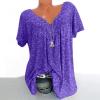 Cute T Shirts for Women 2025 Summer Boho Graphic Tees Y2K Plus Size Tops 3X Short Sleeve V-Neck Blouses Loose Basic Pullover T-Shirt Summer Tops for Women D-Purple view 2