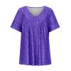 Cute T Shirts for Women 2025 Summer Boho Graphic Tees Y2K Plus Size Tops 3X Short Sleeve V-Neck Blouses Loose Basic Pullover T-Shirt Summer Tops for Women D-Purple view 4