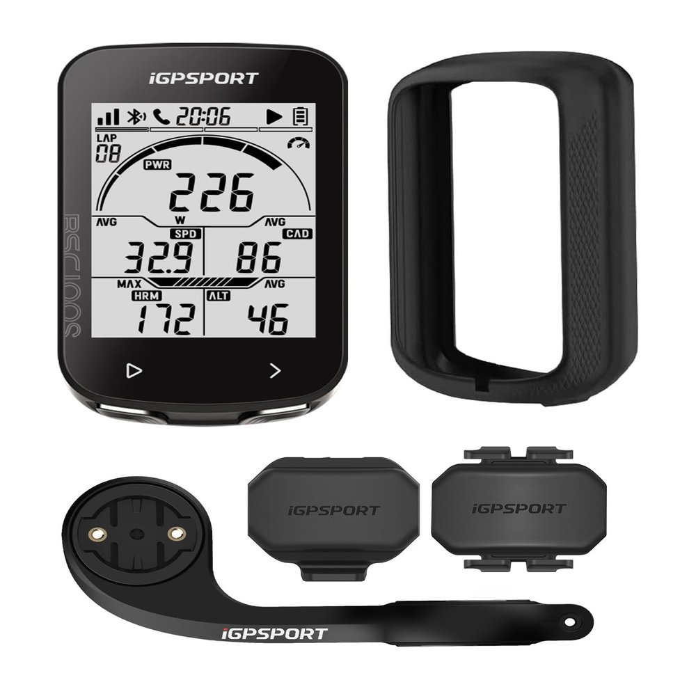 iGPSPORT BSC100S Bicycle/Bike Computer Wireless, 2.6 inch LCD Display Rechargeable Waterproof GPS Cycling Computer (BSC100S Set)