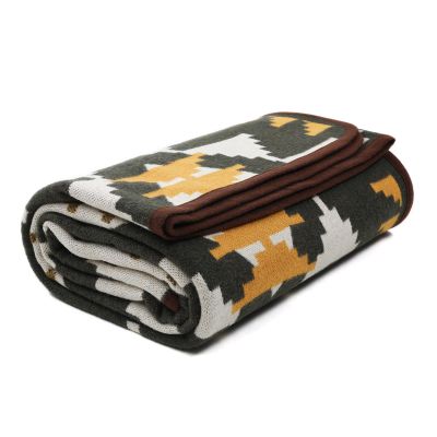 ACUSHLA Merino Wool Blanket - Soft Warm Thick Bed Couch Camp Outdoor Sleeping Blanket Throw All Weather, Aztec Style Green 63" x 51"