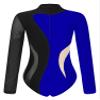 Winnrchan Mock Neck Leotards for Women Long Sleeve Mesh Patchwork Ballet Dance Leotard Fitted Gymnastic Bodysuit Dancewear Black&Royal Blue Small view 4