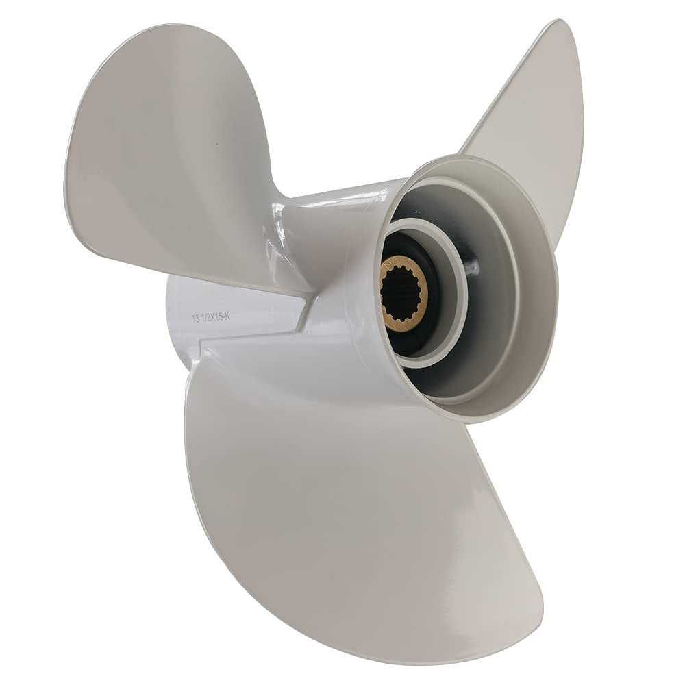 Xspeed Aluminum 3 Blades Outboard Propeller for 4-1/4" Gearcase Yamaha Engines 50-130HP,15 Spline Tooth,RH(13x19)