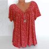 Oversized Workout Shirts for Women 2025 Summer Boho Oversized Graphic Tees Plus Size Tops Sexy Short Sleeve V-Neck Blouses Loose Basic Pullover T-Shirt Womens Tops Dressy Casual A-red view 4