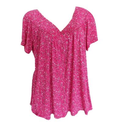 Workout Shirts for Women 2024 Summer Floral Graphic Tees for Women Vintage 90s Women Plus Size Tops Short Sleeve V-Neck Blouses Loose Basic Pullover T-Shirt Women's Tops, Tees & Blouses