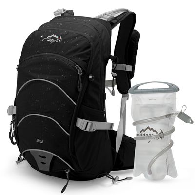 IX INOXTO 20L Hydration Backpack, Waterproof Hiking Internal Frame Backpacks with 2L Hydration Water Bladder and Rain Cover for Men, Lightweight Travel Daypack for Cycling,Camping,Ski (black)
