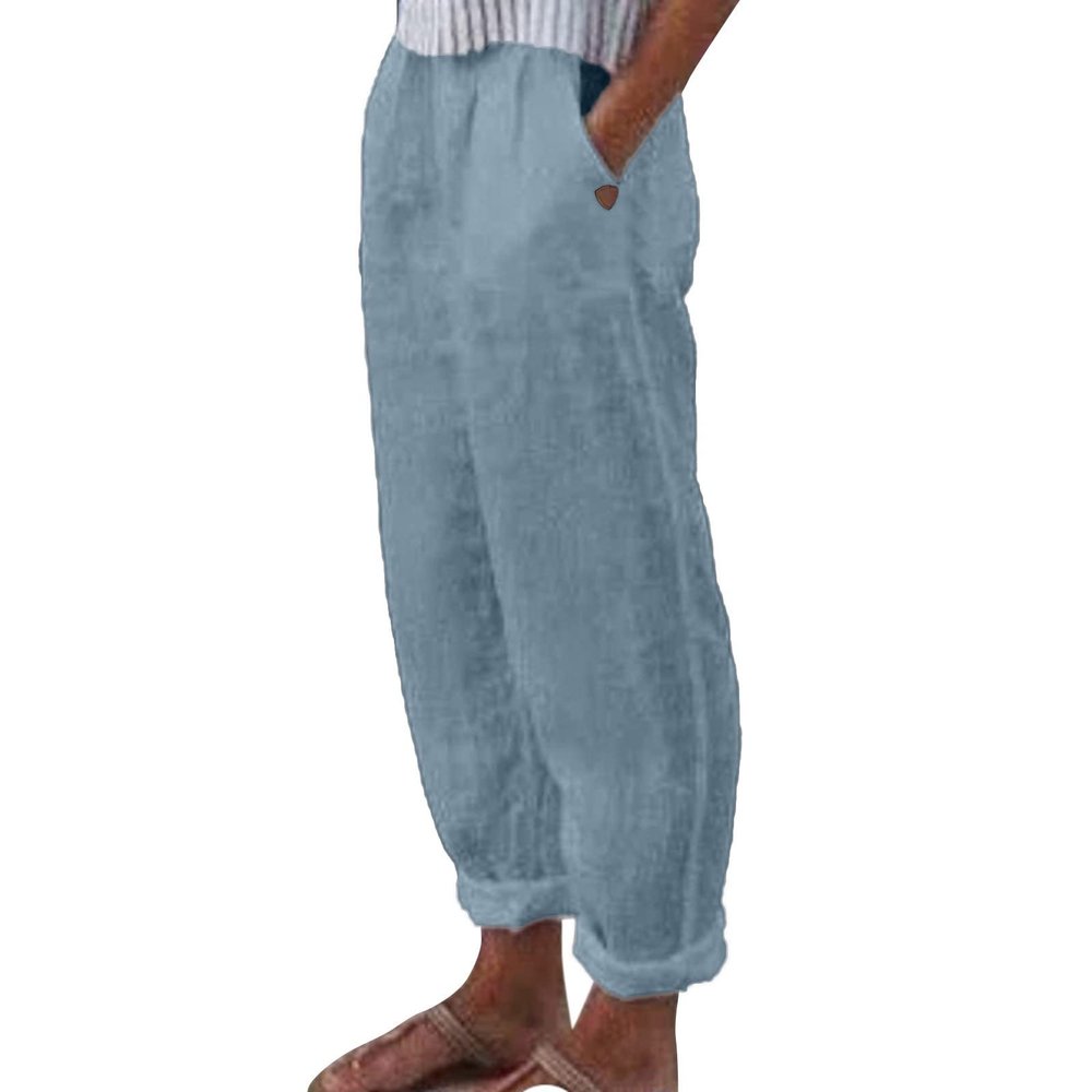 Pockets Womens Wide Leg Capri Pants Comfy Beach Capri Harem Pants Women Summer Crop with Pockets for Women Trouser On
