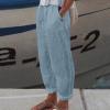 Pockets Womens Wide Leg Capri Pants Comfy Beach Capri Harem Pants Women Summer Crop with Pockets for Women Trouser On view 2