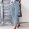 Pockets Womens Wide Leg Capri Pants Comfy Beach Capri Harem Pants Women Summer Crop with Pockets for Women Trouser On view 3