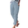 Pockets Womens Wide Leg Capri Pants Comfy Beach Capri Harem Pants Women Summer Crop with Pockets for Women Trouser On view 4