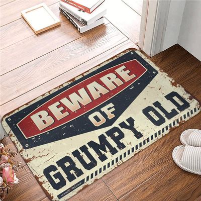 Summer Floor Mat Beware of Grumpy Old Rug Decore for Room Funny Welcome Mats for Front Door (Size : 65X90CM)