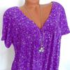 T Shirts for Women Graphic 2025 Summer Floral Tshirts Women Graphic Tees Plus Size Tops Dressy Short Sleeve V-Neck Blouses Loose Basic Pullover T-Shirt Womens Tops A-Purple view 3