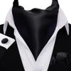 Barry.Wang Ascot for Men Black Tie Set Cravat Stripe Silk Scarf Self Necktie Handkerchief Cufflinks Formal Wedding Party Banquet view 2
