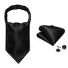 Barry.Wang Ascot for Men Black Tie Set Cravat Stripe Silk Scarf Self Necktie Handkerchief Cufflinks Formal Wedding Party Banquet view 4