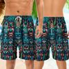 Tiki Mask Men's Quick Dry - Unique Tiki Hawaiian Shorts for Men - Beach Shorts Swim Trunks Set 7 (TND-LN-7) Size L view 3