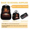 XaocNyx Personalized Basketball Backpack with Lunch Box and Pencil Case Set, 3 in 1 Matching Boys Black Backpacks Combo, Cool Bookbag and Pencil Case Bundle view 3
