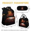 XaocNyx Personalized Basketball Backpack with Lunch Box and Pencil Case Set, 3 in 1 Matching Boys Black Backpacks Combo, Cool Bookbag and Pencil Case Bundle view 4
