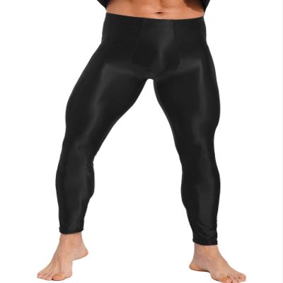 Miutii Men's Silky Compression Tights Pant Quick Dry Base Layer Breathable Training Long Trousers Black XX-Large