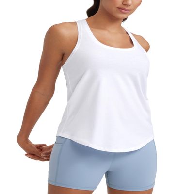 CRZ YOGA Pima Cotton Racerback Tank Top White Medium