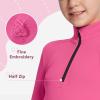 baleaf Girls Long Sleeve Shirts Fleece Jacket Fall Half Zip Pullover Kids Sweatshirts Athletic Thermal Coat Youth Pink M view 4