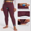 baleaf Women's Fleece Lined Leggings Petite Thermal Winter Warm High Waisted Thick 7/8 Yoga Pants with Pockets Wine Red 2XL view 3