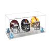 Better Display Cases Acrylic Three Mini - Miniature Football Helmets (not Full Size) Display Case with Clear Case, Light Blue Risers and Clear Base 19.25" x 8.25" x 8" (V47/A103) view 1