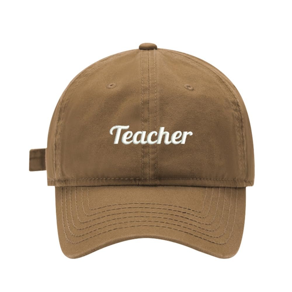 LexiuYibai Mens Baseball Caps Embroidered Teacher Adjustable Dad Hat Washed Cotton (Khaki,7 1/2)