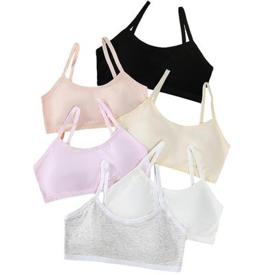 Herepai Big Girls' Adjustable Training Bra Cotton Bras Wireless Light Padded 10-16 Years (6 Colors)