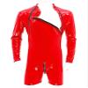 YiZYiF Mens Shiny Latex Catsuit Jumpsuit Slim Fit Long Sleeve Zipper Boxer Bodysuit Leotard Clubwear Red Large view 3