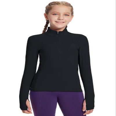 baleaf Girls Long Sleeve Shirts Fleece Jacket Fall Half Zip Pullover Kids Sweatshirts Athletic Thermal Coat Black S