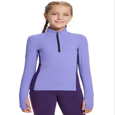 baleaf Girls Long Sleeve Shirts Fleece Jacket Fall Half Zip Pullover Kids Sweatshirts Thermal Coat Ice Skating Purple M