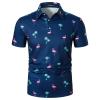 LUJENGEFA Hawaiian Polo Shirts for Men Short Sleeve Golf Shirt Summer Holiday Beach Tropical Tops for Men Dark Blue Flamingo XL view 1