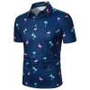 LUJENGEFA Hawaiian Polo Shirts for Men Short Sleeve Golf Shirt Summer Holiday Beach Tropical Tops for Men Dark Blue Flamingo XL view 2