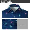 LUJENGEFA Hawaiian Polo Shirts for Men Short Sleeve Golf Shirt Summer Holiday Beach Tropical Tops for Men Dark Blue Flamingo XL view 4