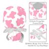 2 Pcs Working Cap with Button Sweatband Adjustable Bouffant Scrub Caps Cow Skin Print Pink Working Head Cover for Women Long Hair view 4
