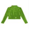 Agoky Women's Holographic Shirt Bodycon Shiny Metallic Crop Tops High Neck Long Sleeve Pullover Green Large view 4