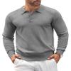 COOFANDY Mens Knit Polo Shirts Casual Long Sleeve Classic Polo Shirts Button Down Golf Shirts Grey view 1