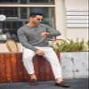 COOFANDY Mens Knit Polo Shirts Casual Long Sleeve Classic Polo Shirts Button Down Golf Shirts Grey view 4