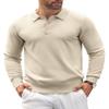 COOFANDY Mens Polo Shirts Pullover Long Sleeve Knit Lightweight Sweater Casual Golf Shirts Cream view 1