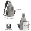G4Free Canvas Sling Bag Crossbody Backpack with USB Charging Port & RFID Blocking, Hiking Daypack Chest Bag for Women Men(Grey) view 3