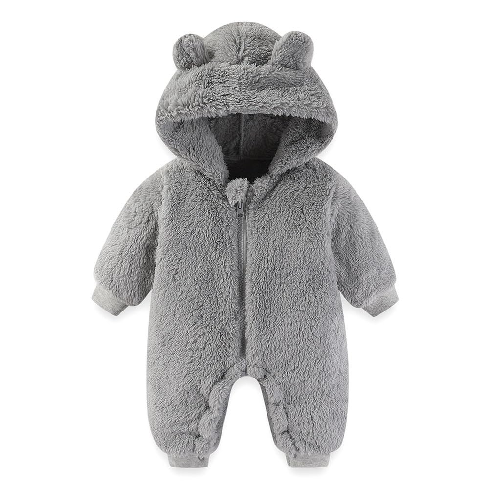 AiWMGL Newborn Baby Bear Outfit Suit 0-3 Months Girls Boys Fleece Jumpsuit Romper Hooded Winter Snowsuit Clothes