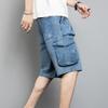 Men's Hip-Hop Baggy Jean Shorts Casual Straight Zipper Denim Shorts Retro Classic Short Pants with Pockets (Blue,34) view 2
