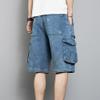 Men's Hip-Hop Baggy Jean Shorts Casual Straight Zipper Denim Shorts Retro Classic Short Pants with Pockets (Blue,34) view 3