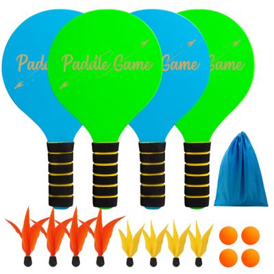 EVERICH TOY Paddle Ball Set Indoor & Outdoor Racket Game for Kids, Teens, and Adults, Badminton & Camping Games Essentials, Fun for Beach, Yard, and Lawn Play All Year Round