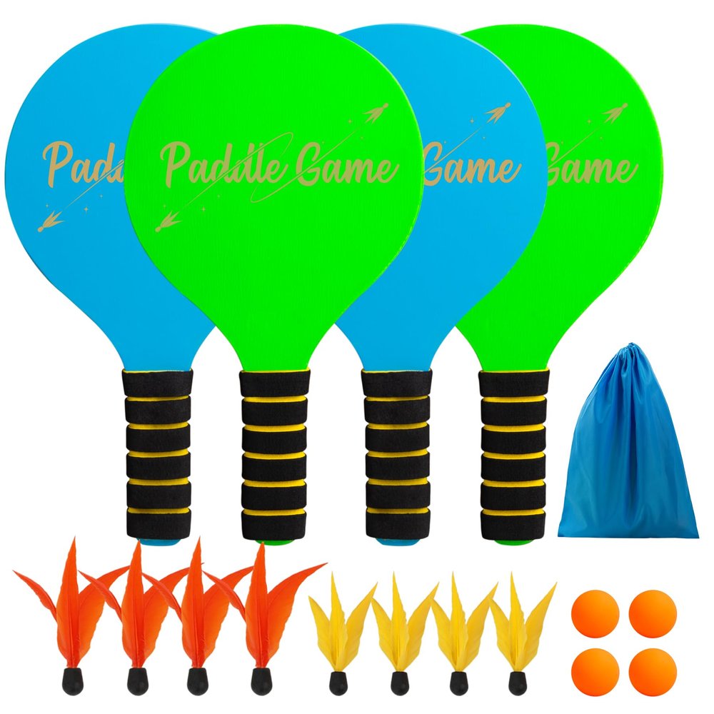 EVERICH TOY Paddle Ball Set Indoor & Outdoor Racket Game for Kids, Teens, and Adults, Badminton & Camping Games Essentials, Fun for Beach, Yard, and Lawn Play All Year Round
