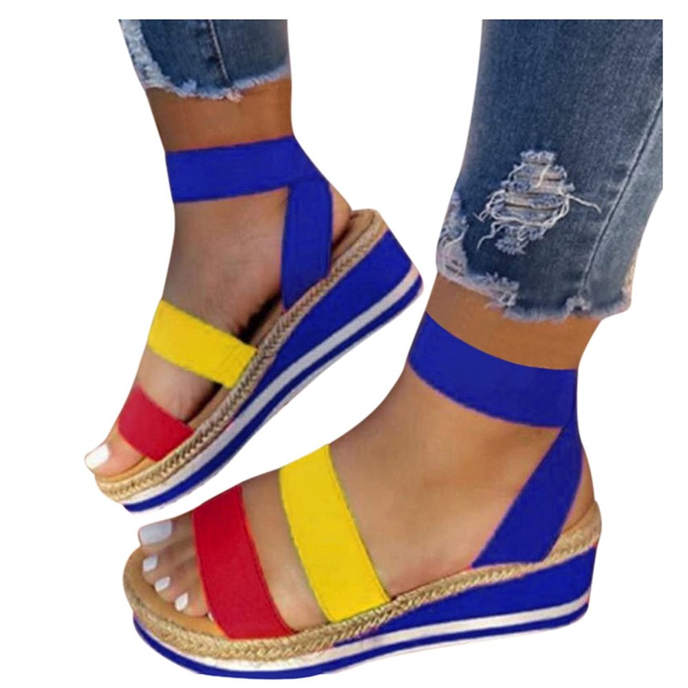 Yanzhenglip Orthopedic Wedge Sandals for Women Summer Dressy Open Toe Espadrilles Platform Sandals Ankle Strap Casual Wedges, Slip on Sandals Beach Sandals Comfortable Outdoor Shoes